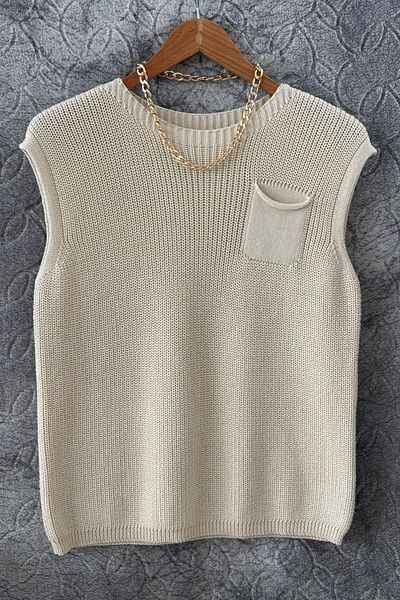Irmak Kerekli Women's Ecru 100% Organic Cotton Casual Thessaloniki Knitted Sweater 1503