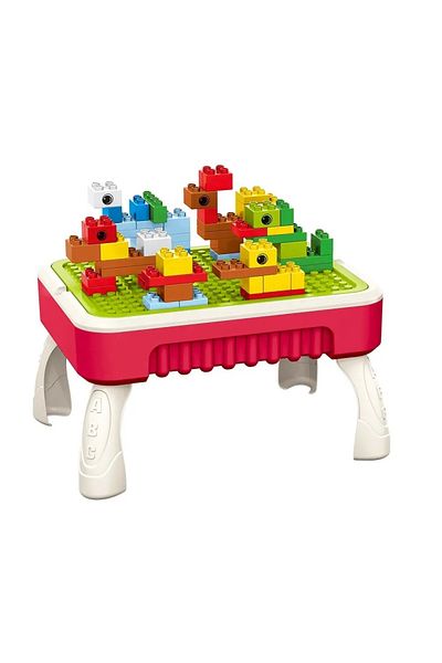 CREATIVE Masă de joacă multifuncțională 2 în 1 cu 50 de piese, pentru copii, 35x26x20 cm, roșu/albastru - Roșu
