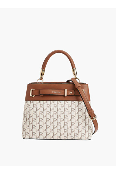 Paprika حقيبة توت نسائية بطبعة مونوغرام مع حزام قابل للفصل وسحاب للإغلاق - ال...