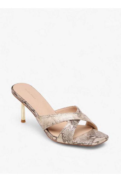 Flora Bella by Shoexpress Women Animal Print Slip-On Cross Strap Sandals with Stiletto Heels