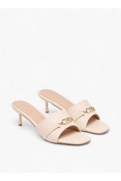 Flora Bella by Shoexpress Women Metal Accent Slip-On Sandals with Stiletto Heels
