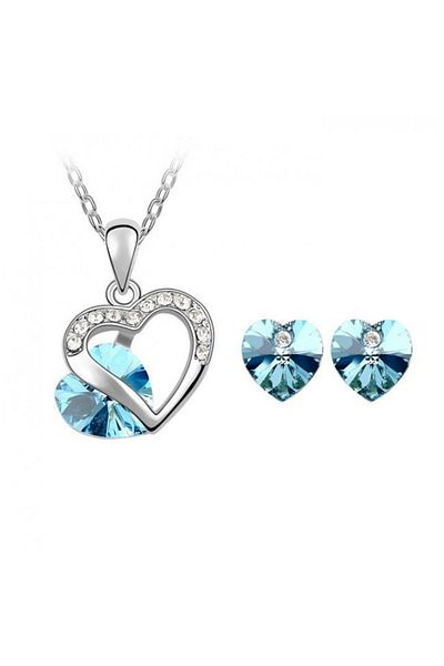 Kelan Set bijuterii elegant femei – lănțișor și cercei cu cristale Avatar Aquamarine