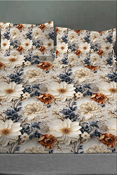 MonoHome 100% Cotton Fitted Sheet Special Design 5D Digital 60 Wire Brown