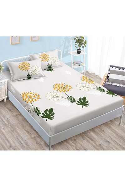 OEM Double Bed Sheet Set with Pillowcases, Finet, Floral Print, 180x200cm, 3 Pieces, Multicolor