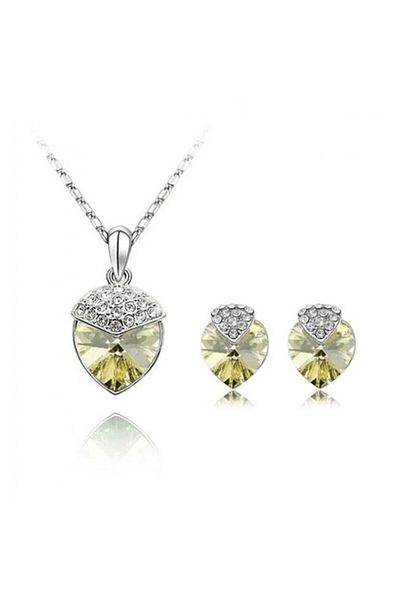 Kelan Elegant jewelry set – heart with bracelet and Crystal Yellow crystals