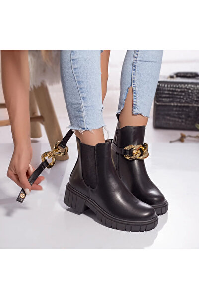 Botinelli Ghete de damă, piele ecologică cu blană, negre, mărimea 36