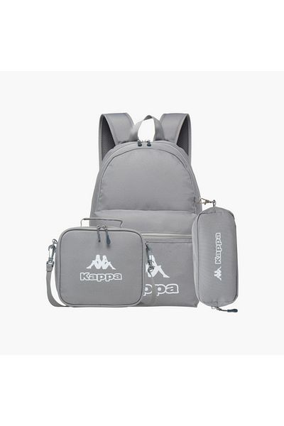 Kappa Logo Print 3-Piece School Backpack Set - 44x13x30 cm