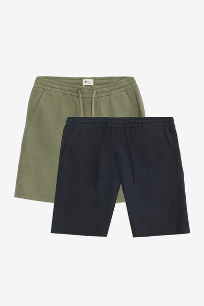 AC&Co / Altınyıldız Classics Ανδρικό μαύρο-χακί 2 πακέτο 100% βαμβακερό σορτς με άνετη εφαρμογή με πλαϊνές τσέπες