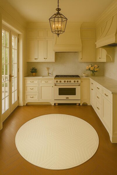 SOFT DECOR Modern Dekoratif Halı Kaymaz Taban Yıkanabilir Salon Halısı Yuvarl...