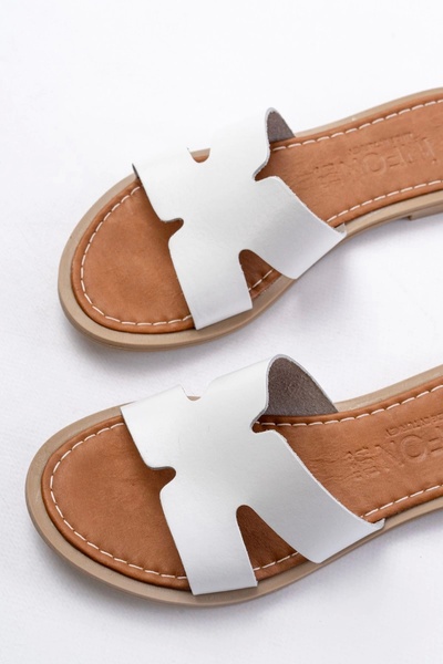 surkent 169-6100 White Orthopedic Genuine Leather Women's Slippers