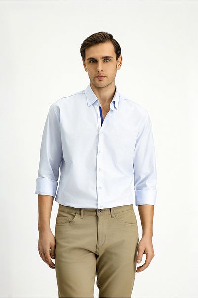 Kiğılı Long Sleeve Slim Fit Slim Fit Classic Patterned Cotton Shirt