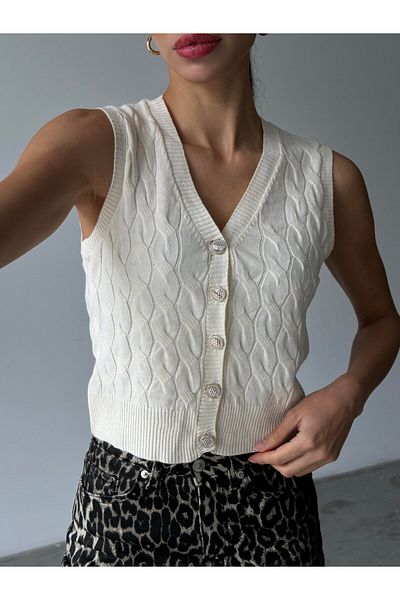 mydukkan.co Elsa Knitwear Knitted Vest Ecru