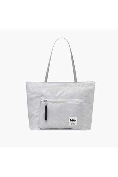 Lee Cooper Monogram Print Tote Bag with Double Handle and Zip Closure