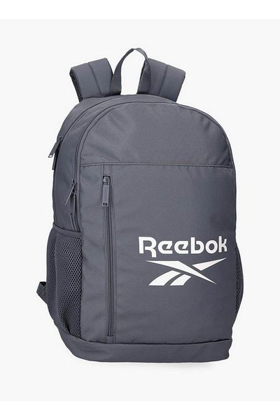 Reebok حقيبة ظهر مدرسية بطباعة شعار مع أحزمة قابلة للتعديل وسحاب للإغلاق - 38 × 19 × 43 سم