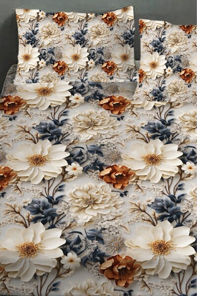 MonoHome 100% Cotton Fitted Sheet Special Design 5D Digital 60 Wire Brown