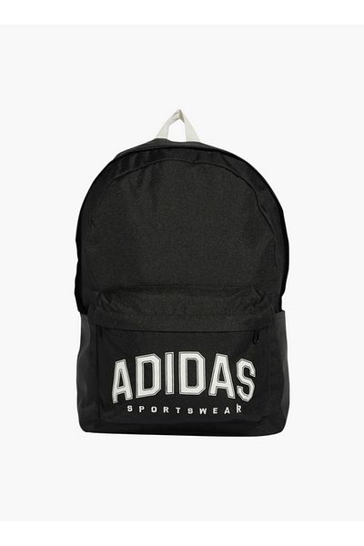 adidas Logo Print School Backpack with Adjustable Straps and Zip Closure