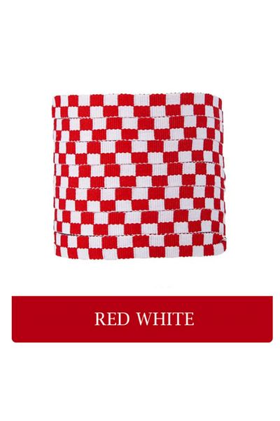 OEM Red-White Checkered Shoelaces, 120 cm