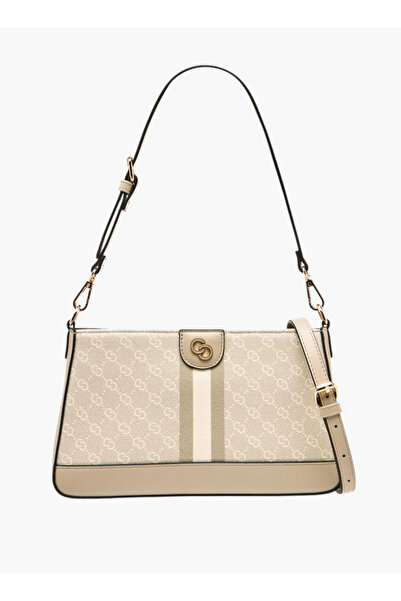 Celeste Monogram Print Crossbody Bag with Detachable Strap and Zip Closure - W 5 x H 16.5 x D 28 cm