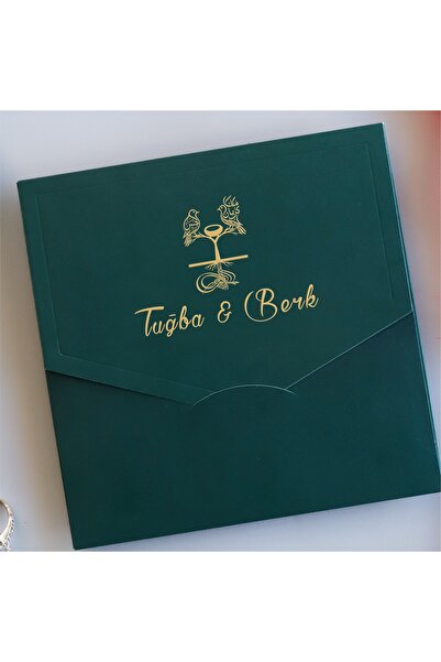 Pixel Davetiye 50 Adet Davetiye - Yeşil - Yaldızlı 2025 Kapaklı Yeni Model - ...