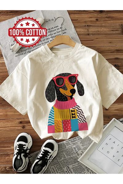 vikitekno Oversize Dog Printed Design Women's T-Shirt