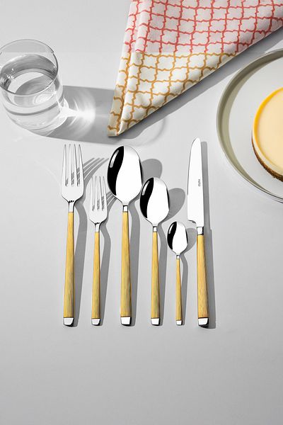 Nehir Maria Gold Plain 12 Person 72 Piece Cutlery Set