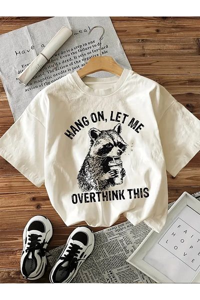 vikitekno Oversize Raccoon Printed Design Women's T-Shirt