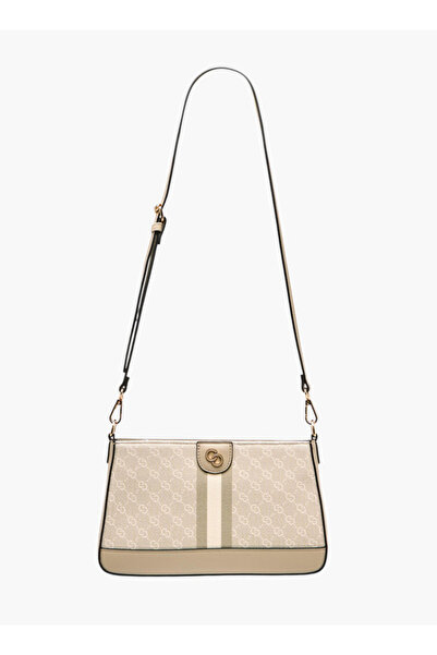 Celeste Monogram Print Crossbody Bag with Detachable Strap and Zip Closure - W 5 x H 16.5 x D 28 cm
