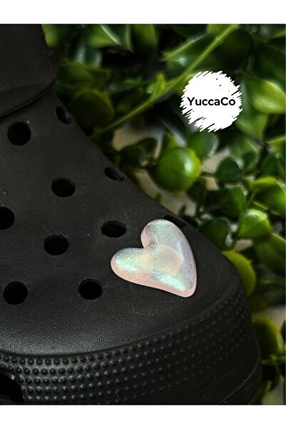 Crocs Renk Geçişli Parlak Kalp 3D Terlik Süsü/Üç Boyutlu Kalpli Terlik Charmı/Jibbitz