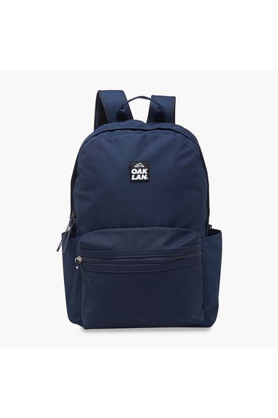 Oaklan by Shoexpress Logo Applique Backpack with Adjustable Straps and Zip Closure - 32x16x43 cm