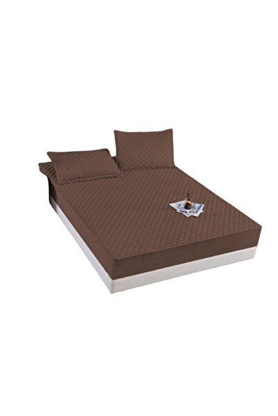 OEM Bed sheet and 2 pillowcases, Velvet, Quilted Topper, 160x200cm, Dark Brown