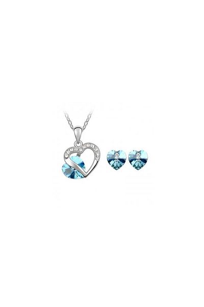 Kelan Set bijuterii elegant femei – lănțișor și cercei cu cristale Avatar Aquamarine