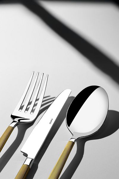 Nehir Maria Gold Satin 36 Piece Cutlery Set for 6 People