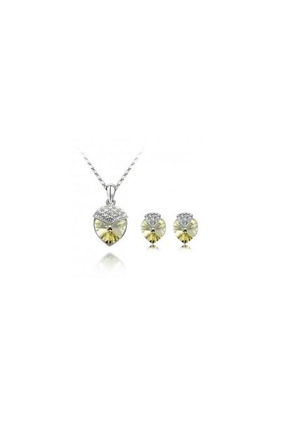 Kelan Elegant jewelry set – heart with bracelet and Crystal Yellow crystals