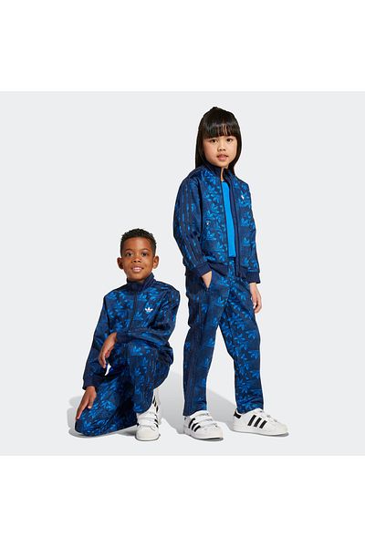 adidas Firebird Allover Print Kids Blue Tracksuit Set (Jw0295)
