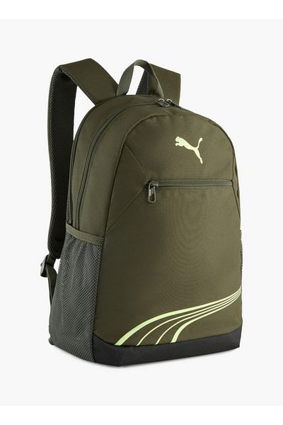 Puma Logo Print School Backpack with Adjustable Shoulder Straps and Zip Closure