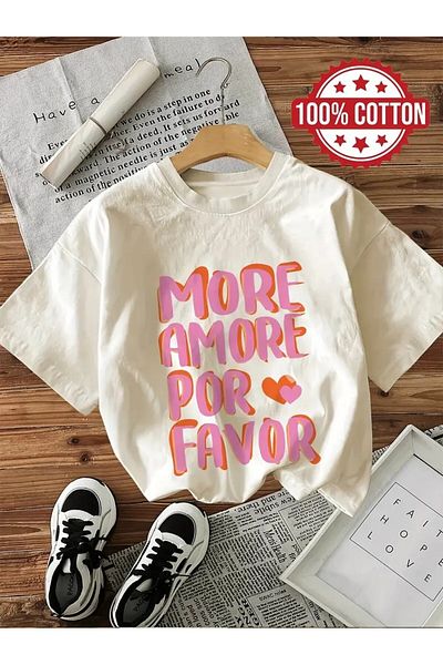 vikitekno Oversize Love Printed Design Women's T-Shirt