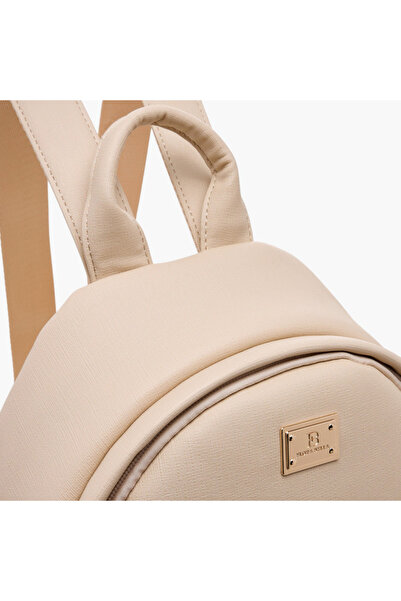 Flora Bella by Shoexpress Solid Backpack with Adjustable Straps and Zip Closure - 14x27x32 cm