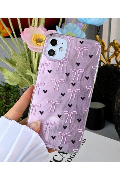 Go Aksesuar حافظة سيليكون مرنة بتصميم فيونكة لامعة متوافقة مع هاتف iPhone 12 و12 Pro