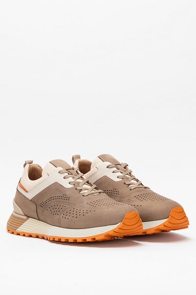 Dericlub Men's Thick Sole Lace-Up Casual Shoes Real Leather Cr 2395 Sand