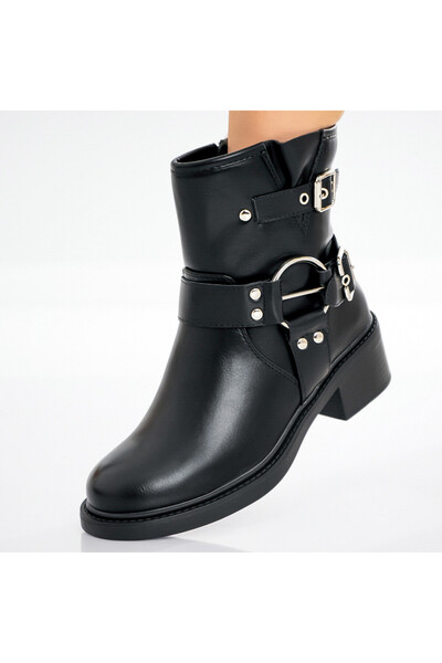 Botinelli Ghete negre pentru femei, cu căptușeală din blană, din piele Texon,...