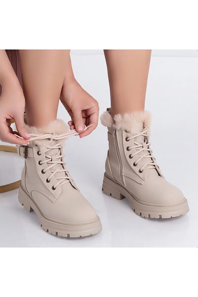MODA STİL Ghete Dama Imblanite Bej din Piele Ecologica Rafif, 37