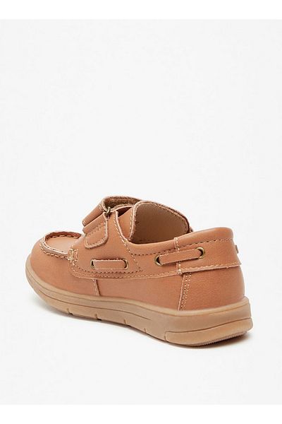 Juniors Textured Loafers with Hook and Loop Closure