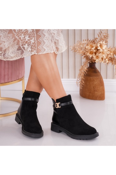 Rora Ghete negre pentru femei, cu căptușit cu blană, din Vlina - piele piele ...