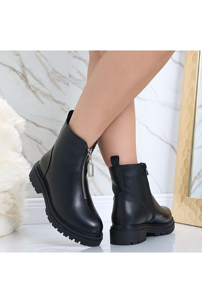 MODA STİL Ghete Dama Imblanite Negre din Piele Ecologica Hemeva, 37