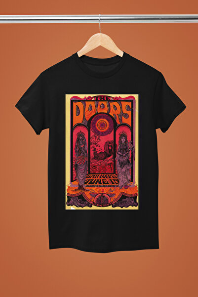 MAGORS تيشيرت روك من القطن بأكمام قصيرة وطبعة أبواب