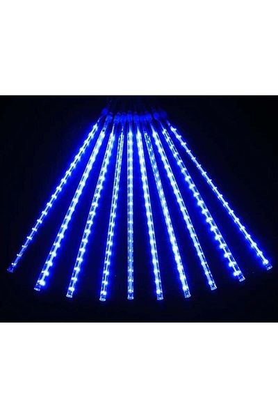 divendi-ro Set de 3 instalații luminoase de Crăciun cu 8 meteori, lungime 4 m, lungime meteor 30 cm, albastru