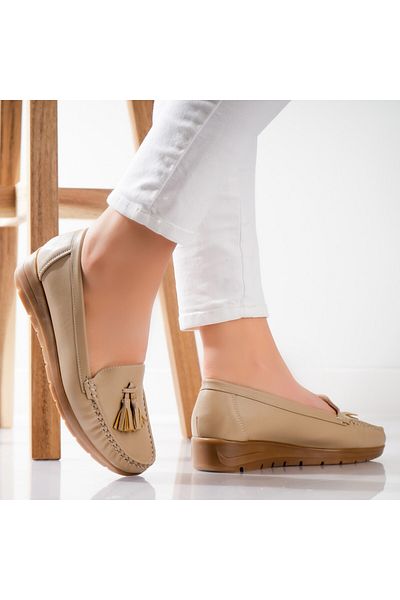 MODA STİL Women's Casual Shoes Beige Made of Eco-Leather Casane, 37