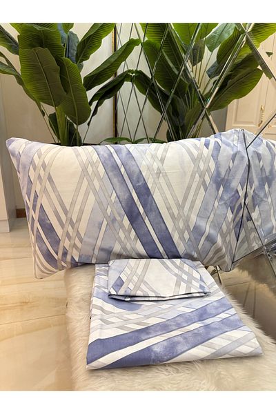 micoton Patterned Double 100% Cotton Non-Elastic Sheet and Pillowcase Set