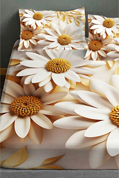 MonoHome 100% Cotton Fitted Sheet Special Design 5D Digital 60 Wire Daisy 2