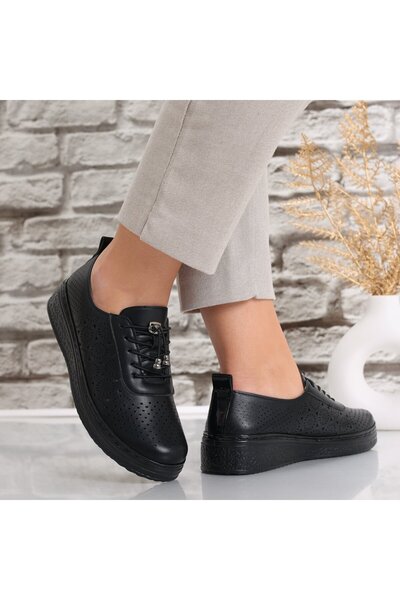 Botinelli Pantofi sport negri pentru femei, din piele Laroya, mărimea 39